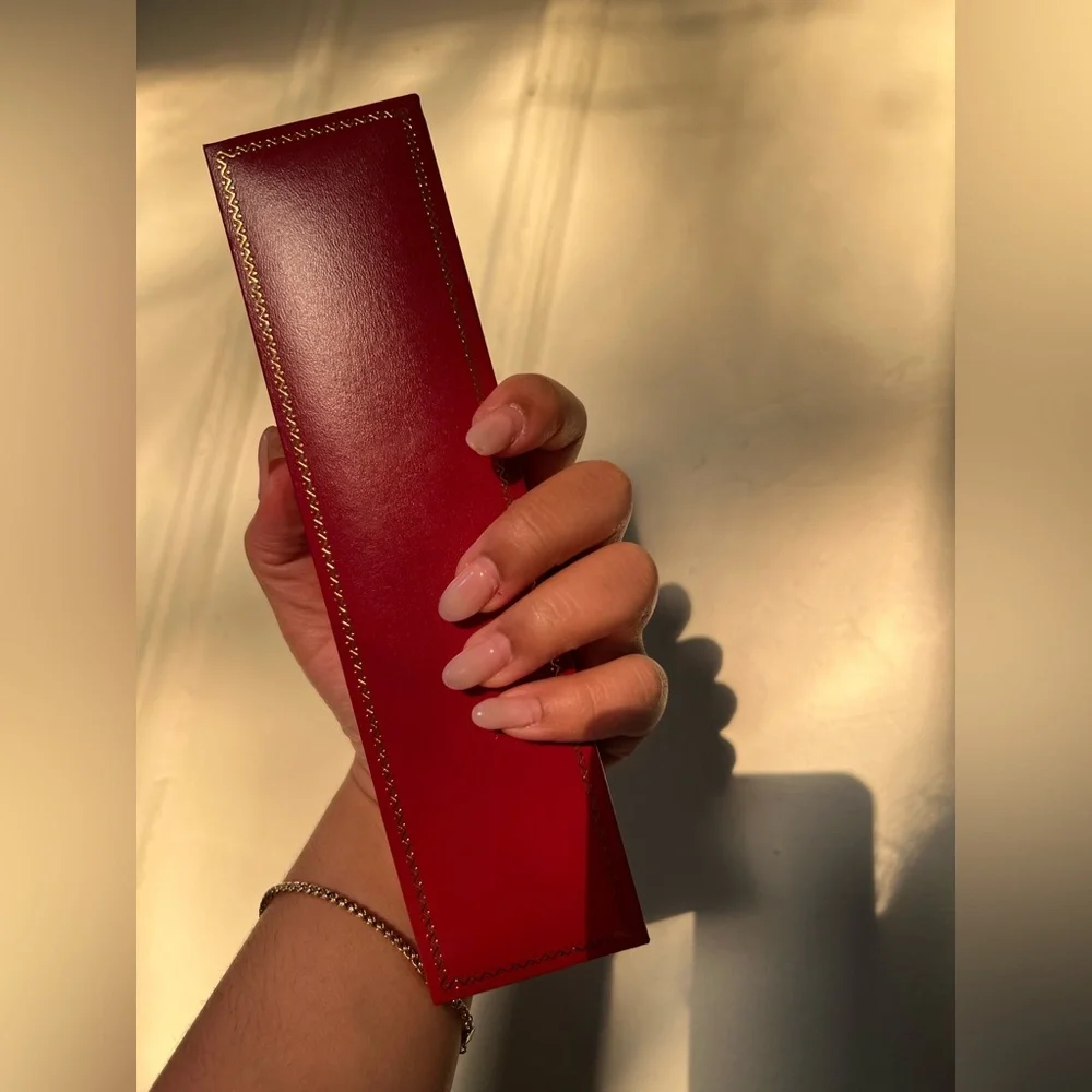 Red & Gold Embossed Cartier Expensive Bracelet Necklace Holder Jewelery Gift Box